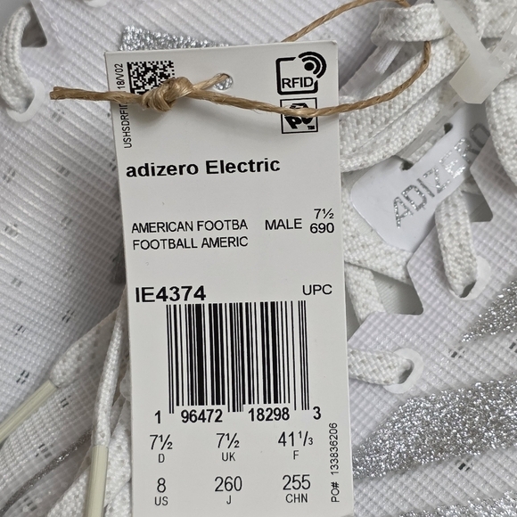 Adidas Adizero Electric Men\'s White Silver IE4374 Football Cleats Size 8 New main image 7